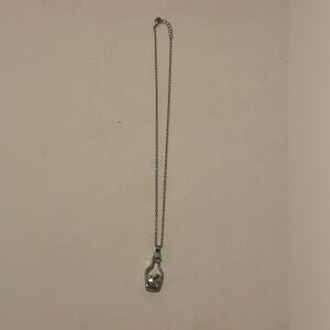Elegant Silver Bottle Pendant Necklace with Rhinstones